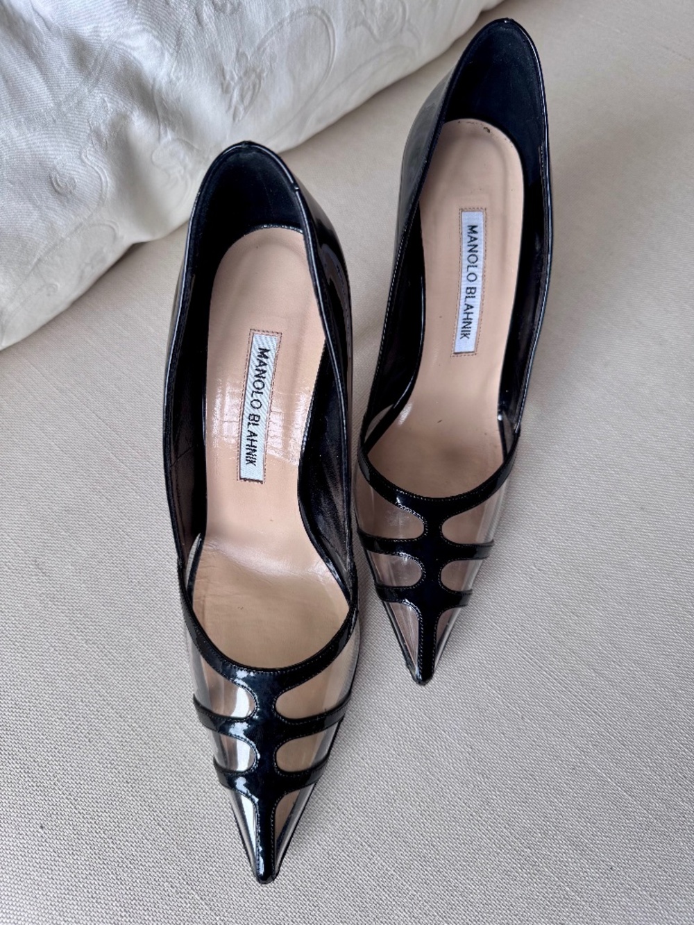 Black & clear pumps